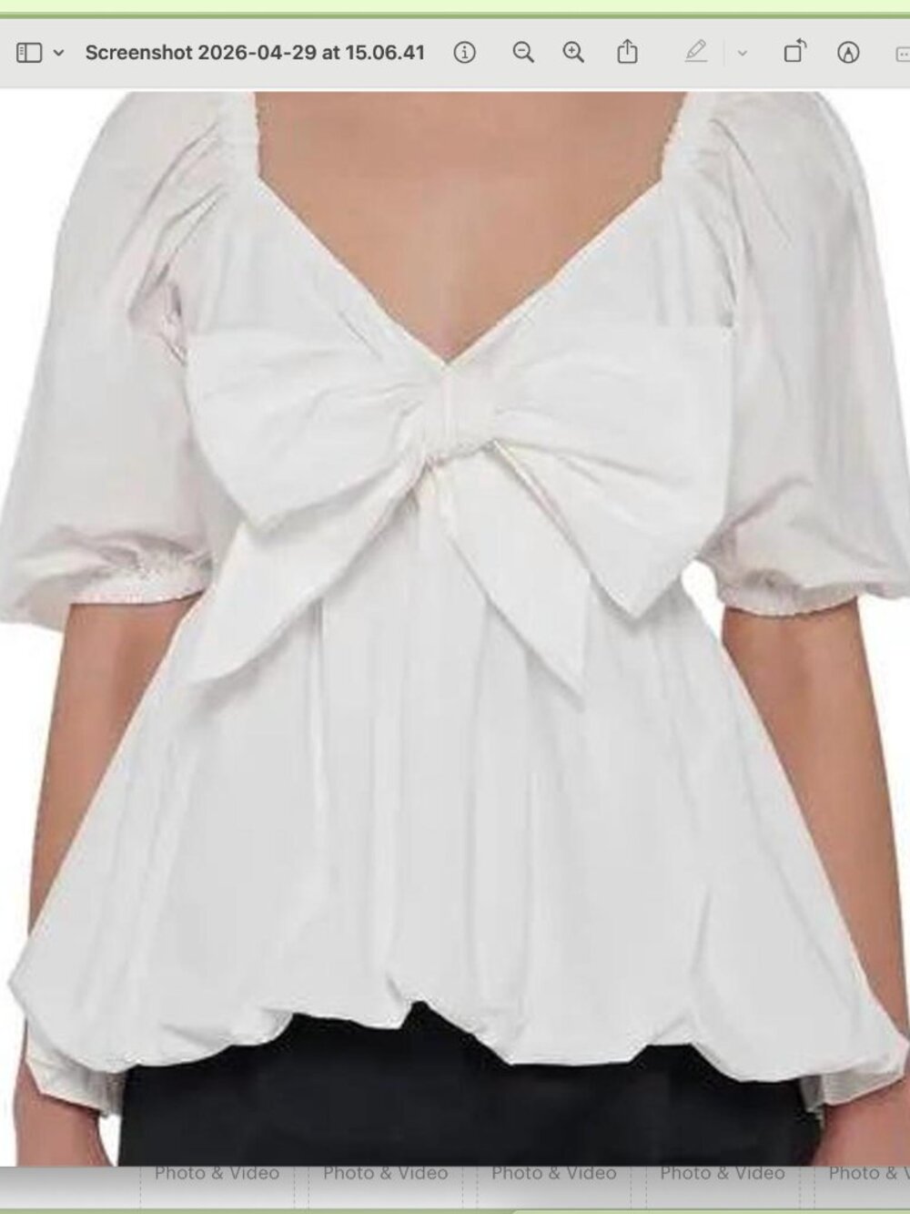 Toccin Tie-Front Bubble Top in White NWT